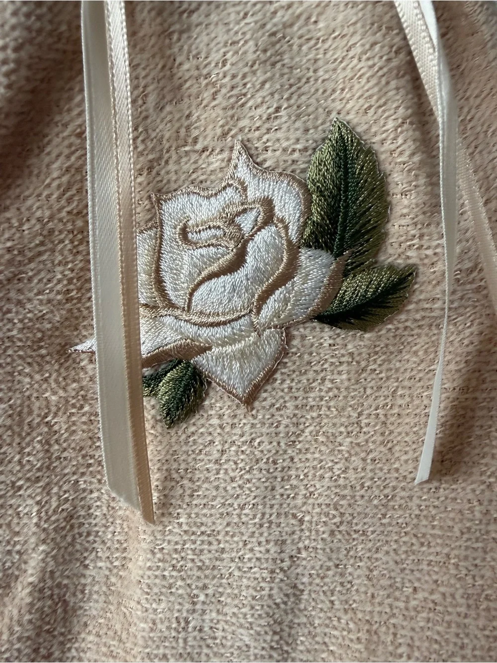 Hand Crafted Beige and Ivory Lace Toilet Paper Sachet & Hand Towel Set